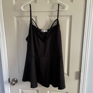 Black Flowy Tank with Lace Detail, 1XL